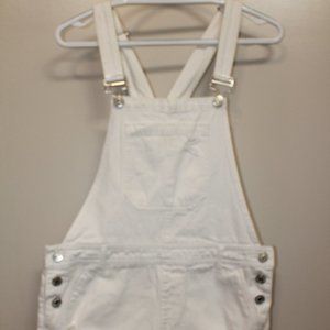 White Jean-Short Overalls